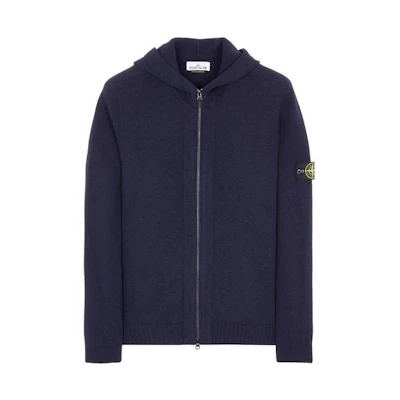 Stone Island FW22 Solid Color Logo Zip-Up Hoodie Jacket Navy Blue 7715509A3-V0020