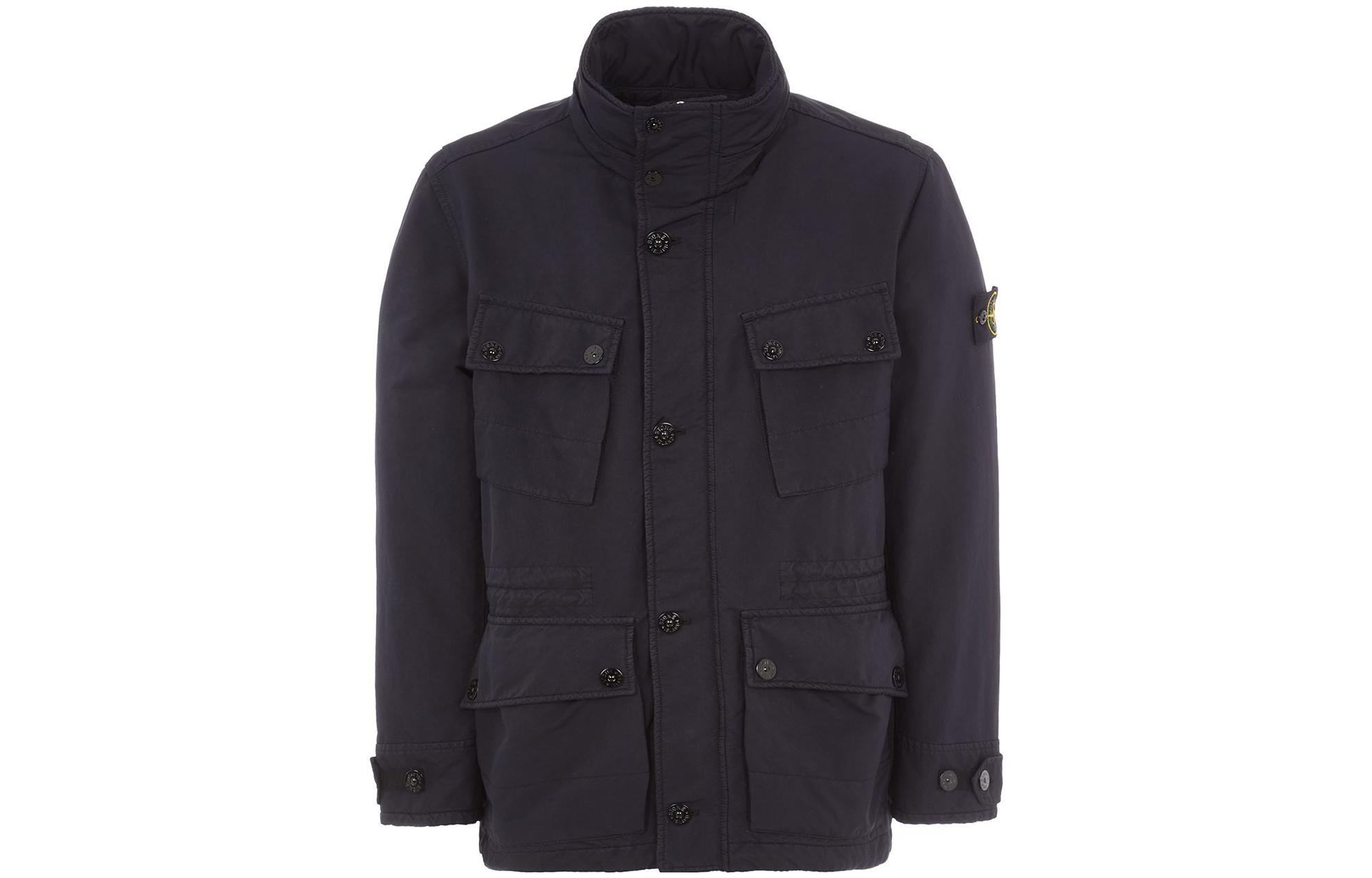 Stone Island FW22 Solid Color Multi-Pocket Stand Collar Jacket Blue 771541249-V0020