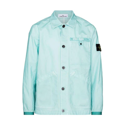 Stone Island FW22 Solid Color Patch Single-Breasted Jacket Light Blue Men 7615A0230V0044