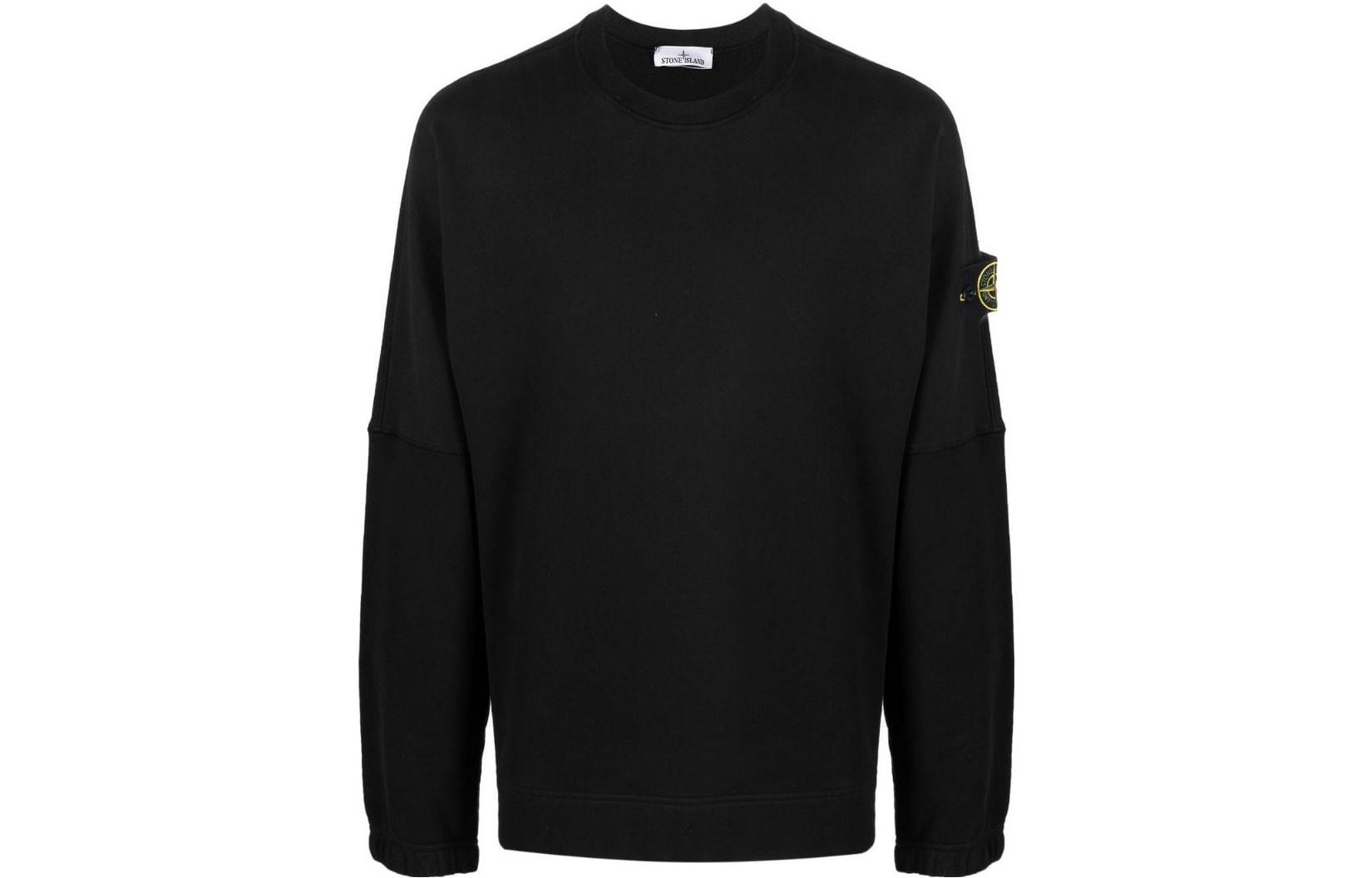 Stone Island FW22 Solid Color Patch Sweatshirt Black 771562020-BLACK