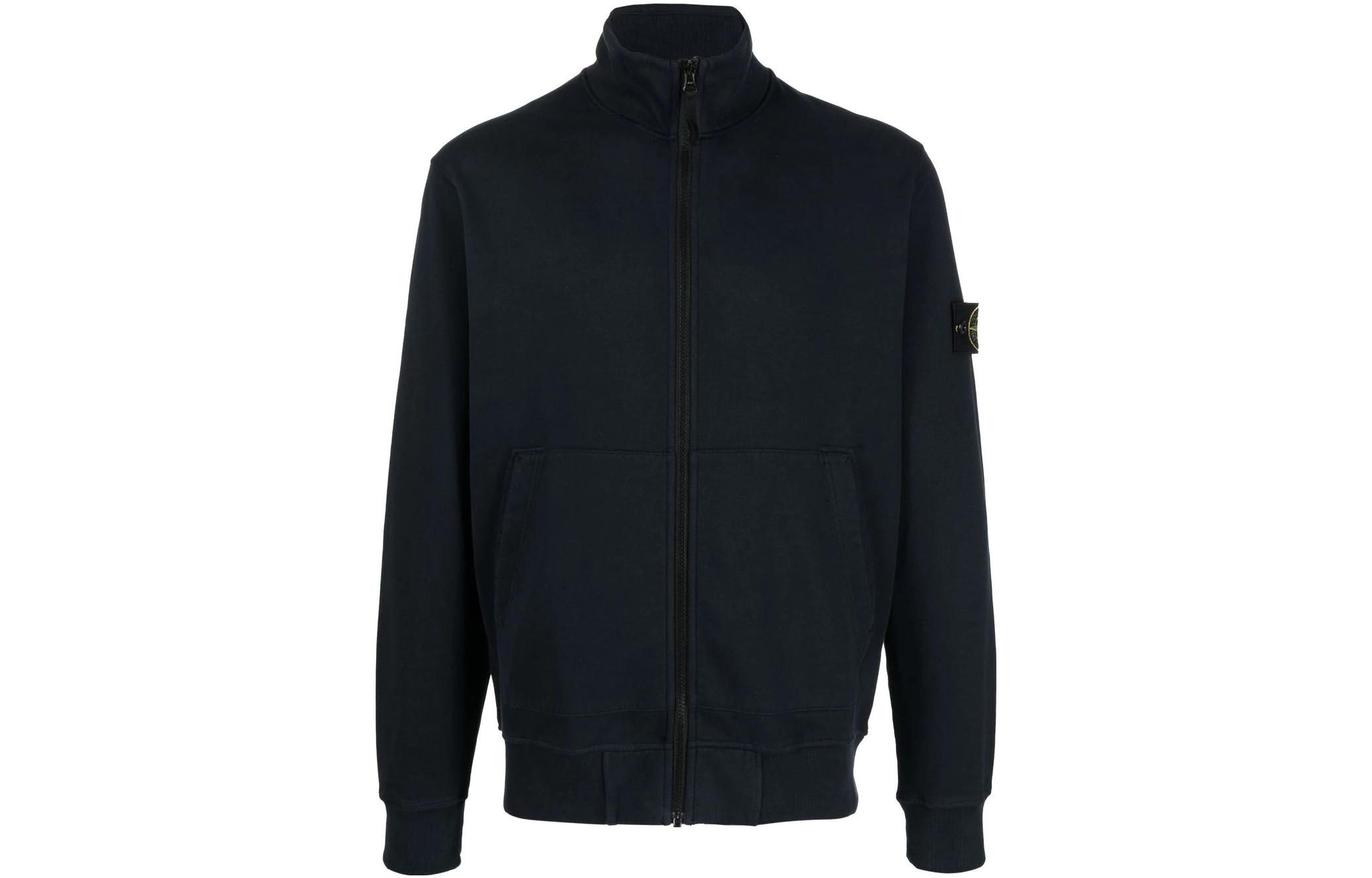 Stone Island FW22 Solid Color Zip-Up Casual Sweatshirt Blue 771564320-V0020