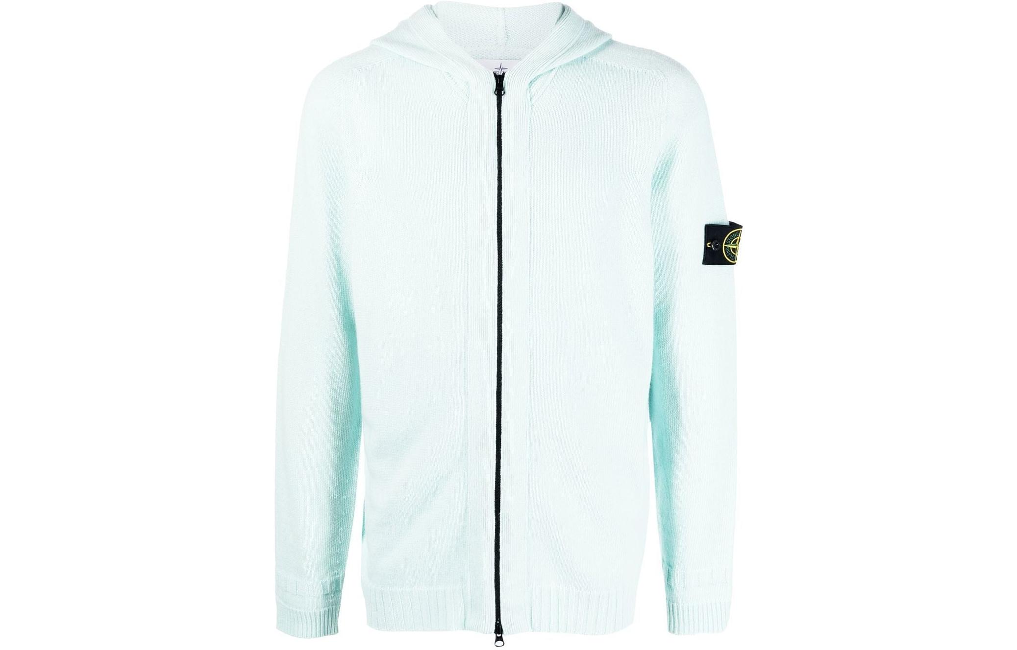 Stone Island FW22 Solid Color Zip Hoodie Jacket Blue 7715509A3-V0044