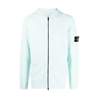 Stone Island FW22 Solid Color Zip Hoodie Jacket Blue 7715509A3-V0044