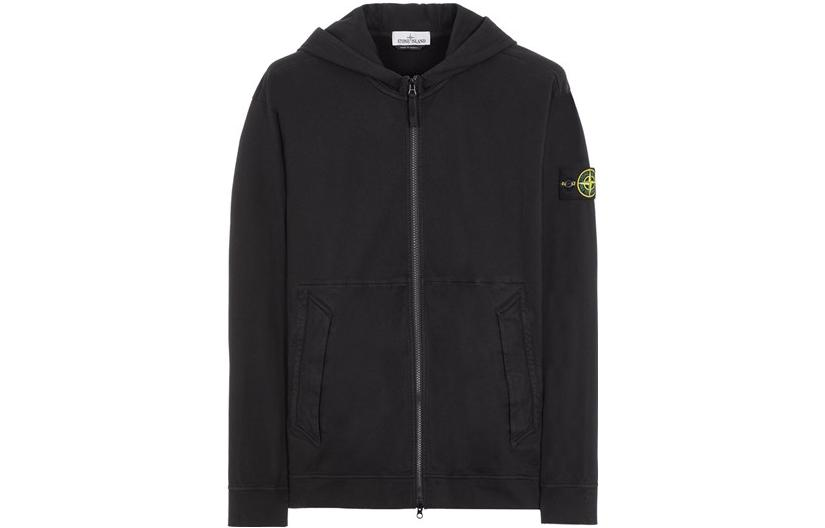 Stone Island FW22 Solid Color Zip Sweatshirt Black Men’s 761563650-V0029