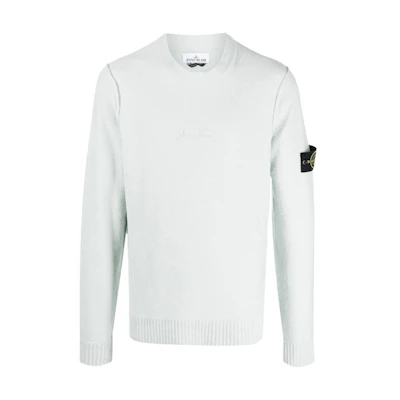 STONE ISLAND FW22 Solid Crewneck Knit Pullover Sweater Men’s Light Blue. 7715570QA-V0061