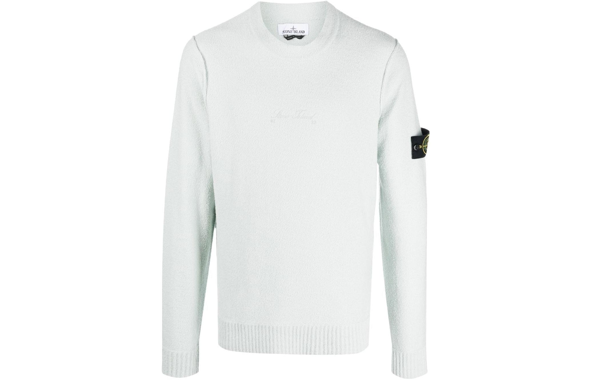 Order STONE ISLAND FW22 男士純色圓領針織毛衣 淺藍色. 7715570QA-V0061