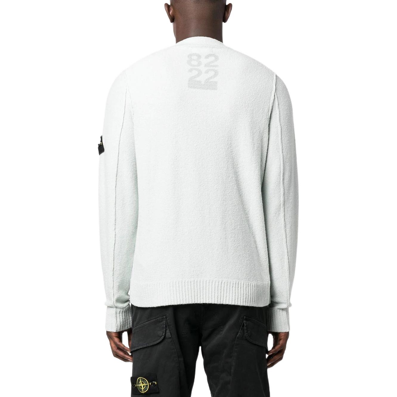 Shop STONE ISLAND FW22 男士純色圓領針織毛衣 淺藍色. 7715570QA-V0061