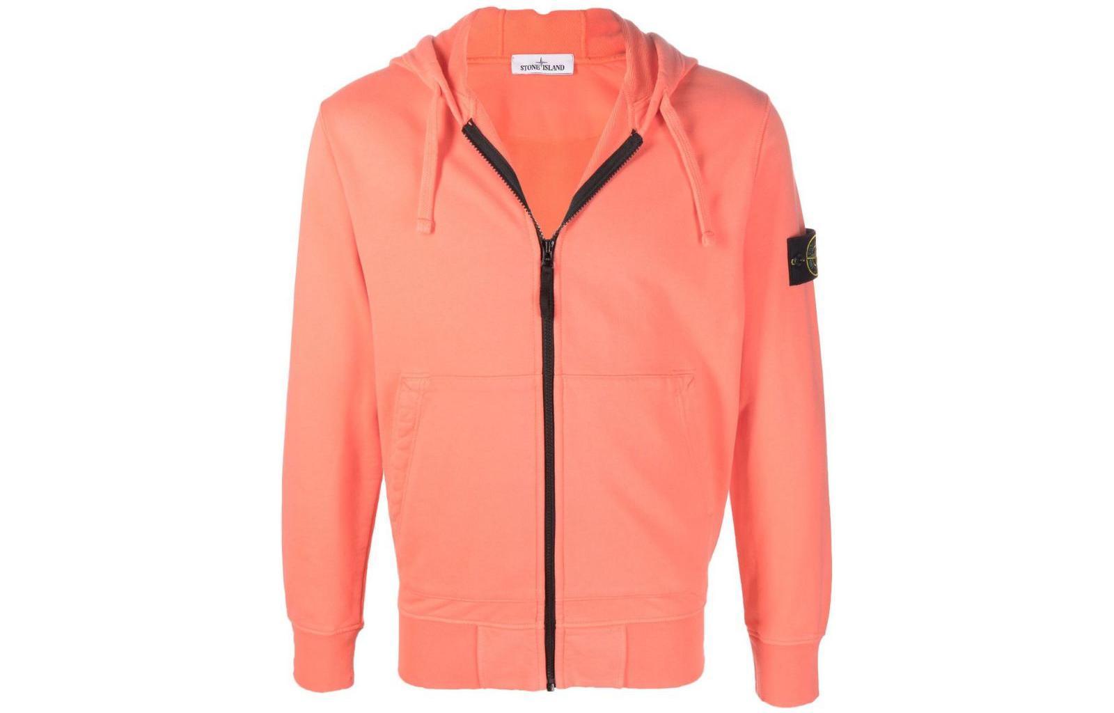 Stone Island FW22 Solid Logo Badge Zip-Up Sweatshirt Orange - 761564251-V0032