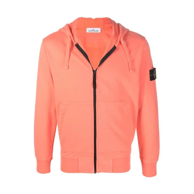 Stone Island FW22 Solid Logo Badge Zip-Up Sweatshirt Orange - 761564251-V0032