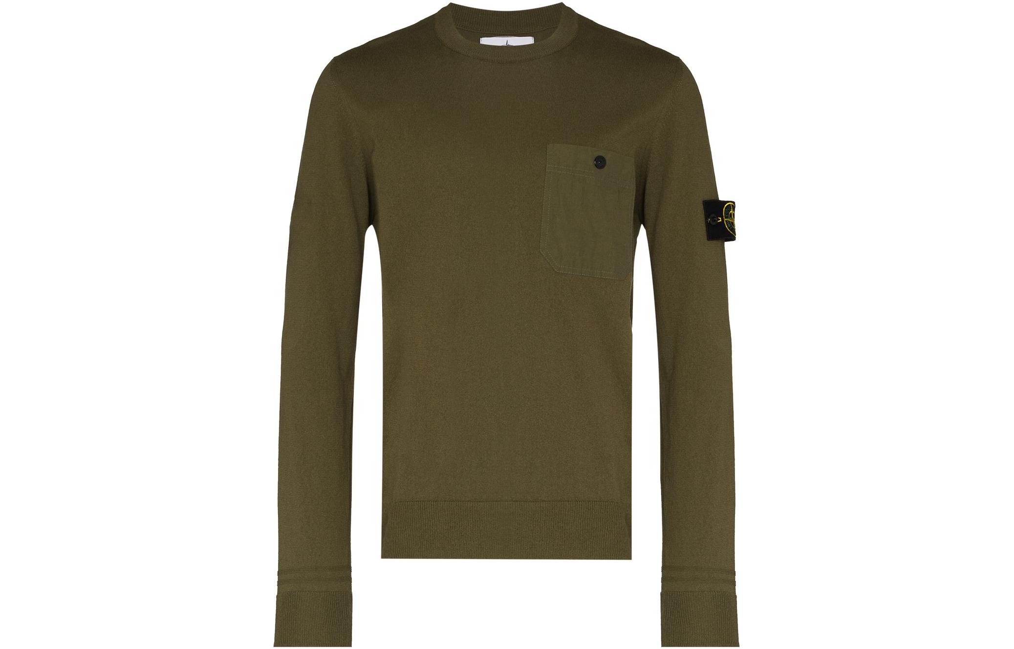 Stone Island FW22 Solid Logo Crewneck Long Sleeve Sweatshirt Green 7415571B9-V0058