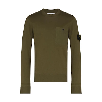 Stone Island FW22 Solid Logo Crewneck Long Sleeve Sweatshirt Green 7415571B9-V0058
