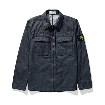 Stone Island FW22 Solid Logo Patch Zip Jacket Navy Blue 761510323-V0024