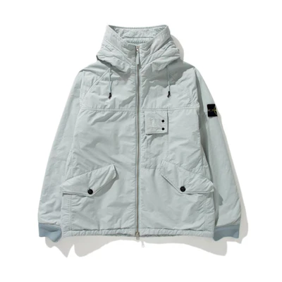 Stone Island FW22 Wapen Series David Light-TC Multi-Pocket Parka Pearl Grey Coat 771541131-V0061