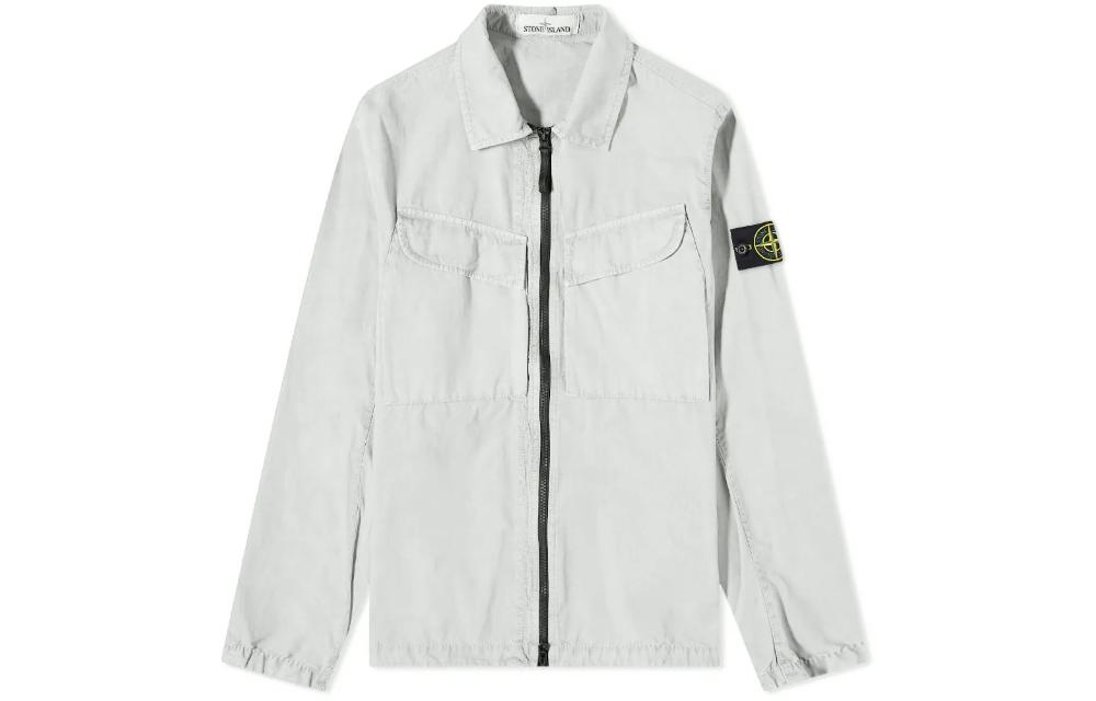 STONE ISLAND FW22 Washed Shirt Jacket  Pearl Gray Dual Pocket Outerwear 7715101WN-V0161 圖 2