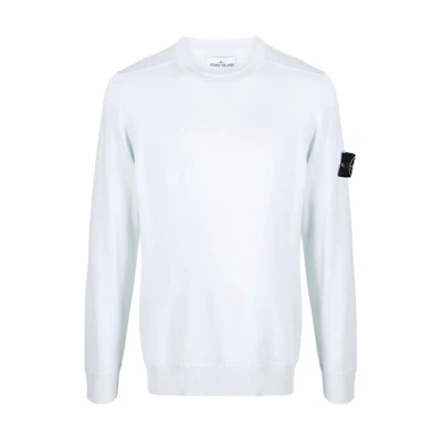 Stone Island FW22 White Crewneck Sweatshirt with Logo Patch 7515526C4-V0052