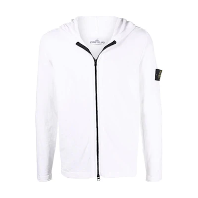 Stone Island FW22 White Patch Knit Long Sleeve Hooded Jacket 7615544B0-V0001
