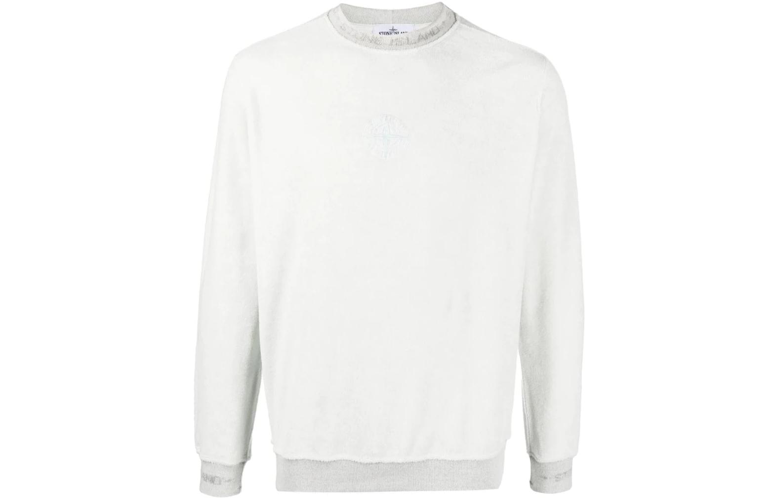 Stone Island FW22 White Pullover Crewneck Long Sleeve Sweatshirt 7615652E3-V0003