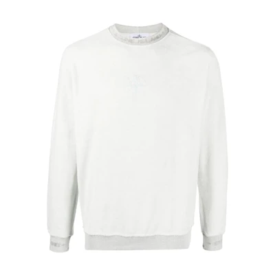 Stone Island FW22 White Pullover Crewneck Long Sleeve Sweatshirt 7615652E3-V0003