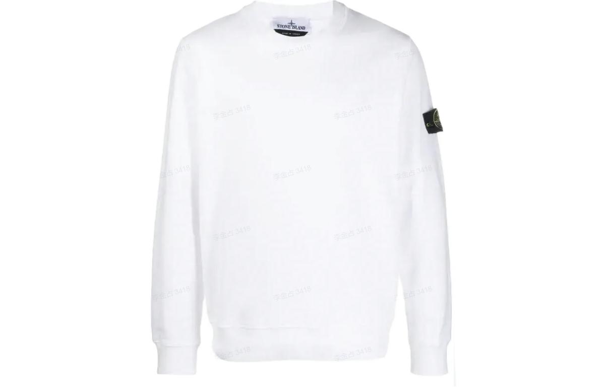 Stone Island FW22 White Pullover Crewneck Sweatshirt for Men 771563020-V0001