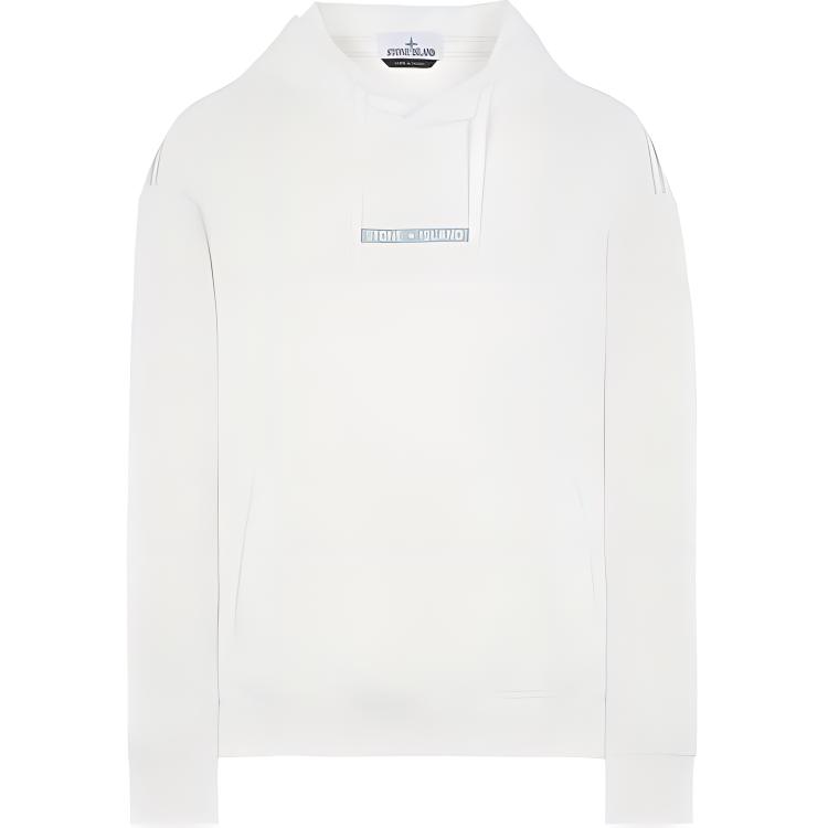 Stone Island FW22 White Pullover Hoodie with Drawstring for Men 771560335-V0099