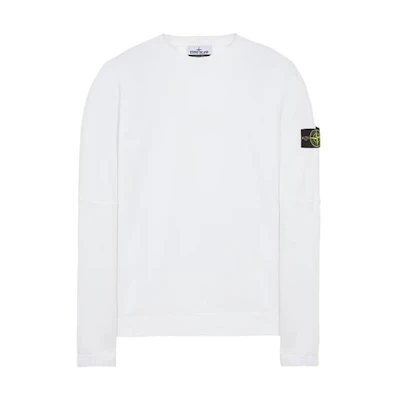 Stone Island FW22 White Pullover Sweatshirt with Logo Patch for Men 771562020-V0001