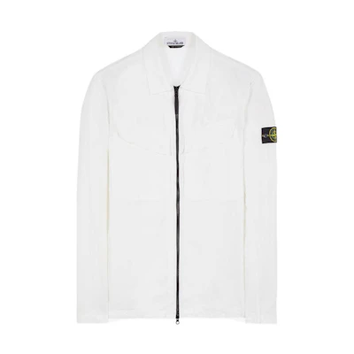 Stone Island FW22 White Side Badge Zipper Jacket for Men 7715101WN-V0001