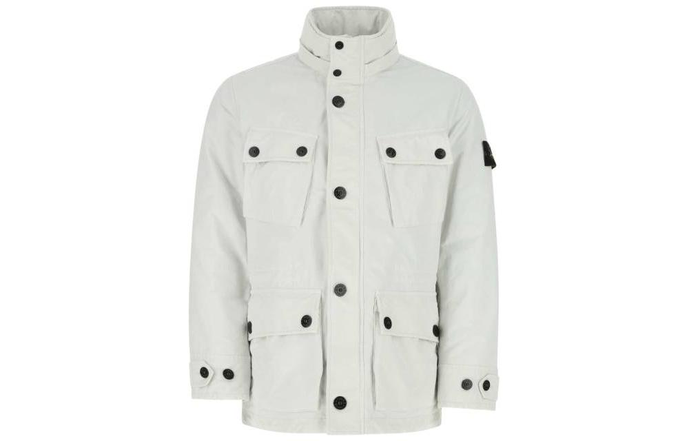 Stone Island FW22 White Solid Color Standing Collar Long Sleeve Jacket Men 771541249-V0003