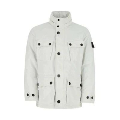 Stone Island FW22 White Solid Color Standing Collar Long Sleeve Jacket Men 771541249-V0003