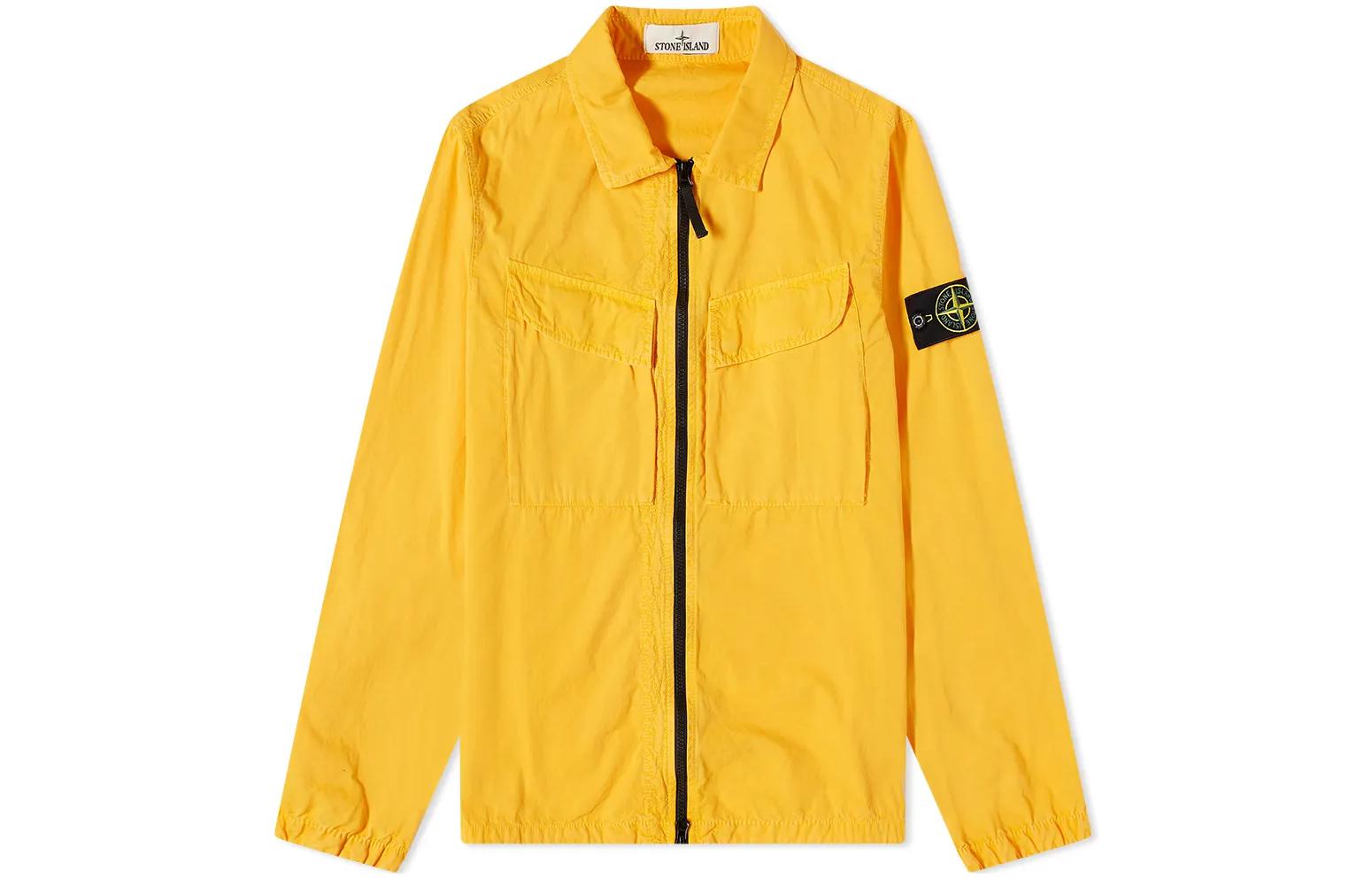 STONE ISLAND FW22 Yellow Canvas Long Sleeve Jacket for Men. 7715101WN-V0130