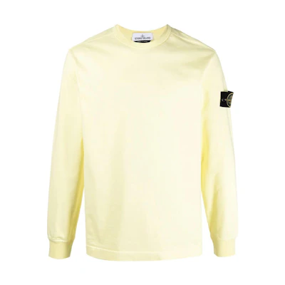 STONE ISLAND FW22 Yellow Crewneck Logo Patch Long Sleeve Sweatshirt Men. 741564450-V0031