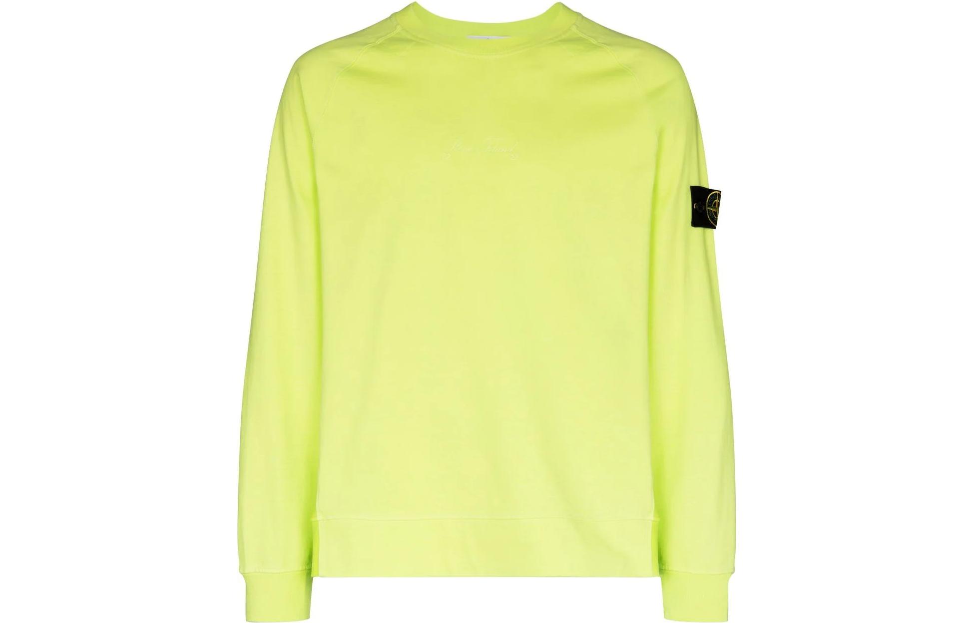 Stone Island FW22 Yellow Embroidered Logo Long Sleeve Sweatshirt 7615655Q1-V0031