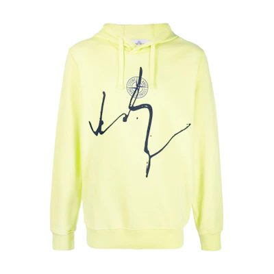 Stone Island FW22 Yellow Graphic Print Pullover Hoodie 761566481-V0031