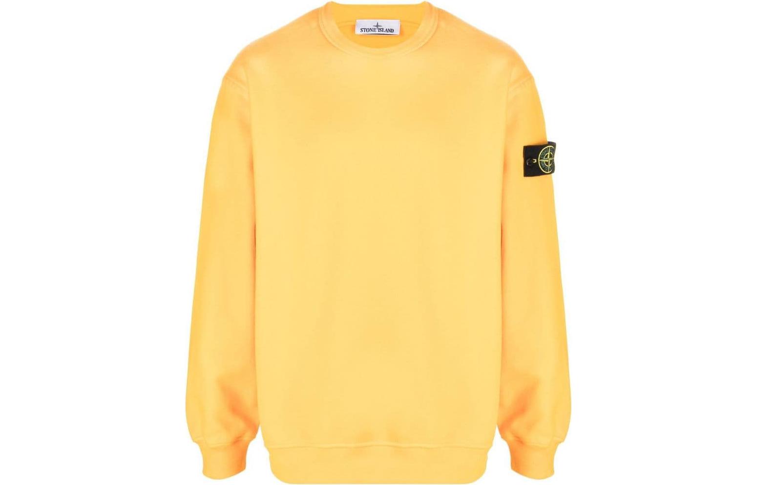 Stone Island FW22 Yellow Logo Patch Long Sleeve Sweatshirt for Men 771561720-V0030