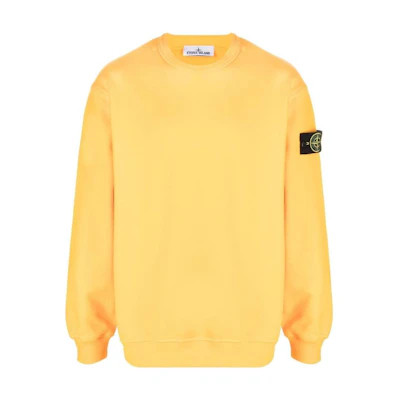 Stone Island FW22 Yellow Logo Patch Long Sleeve Sweatshirt for Men 771561720-V0030