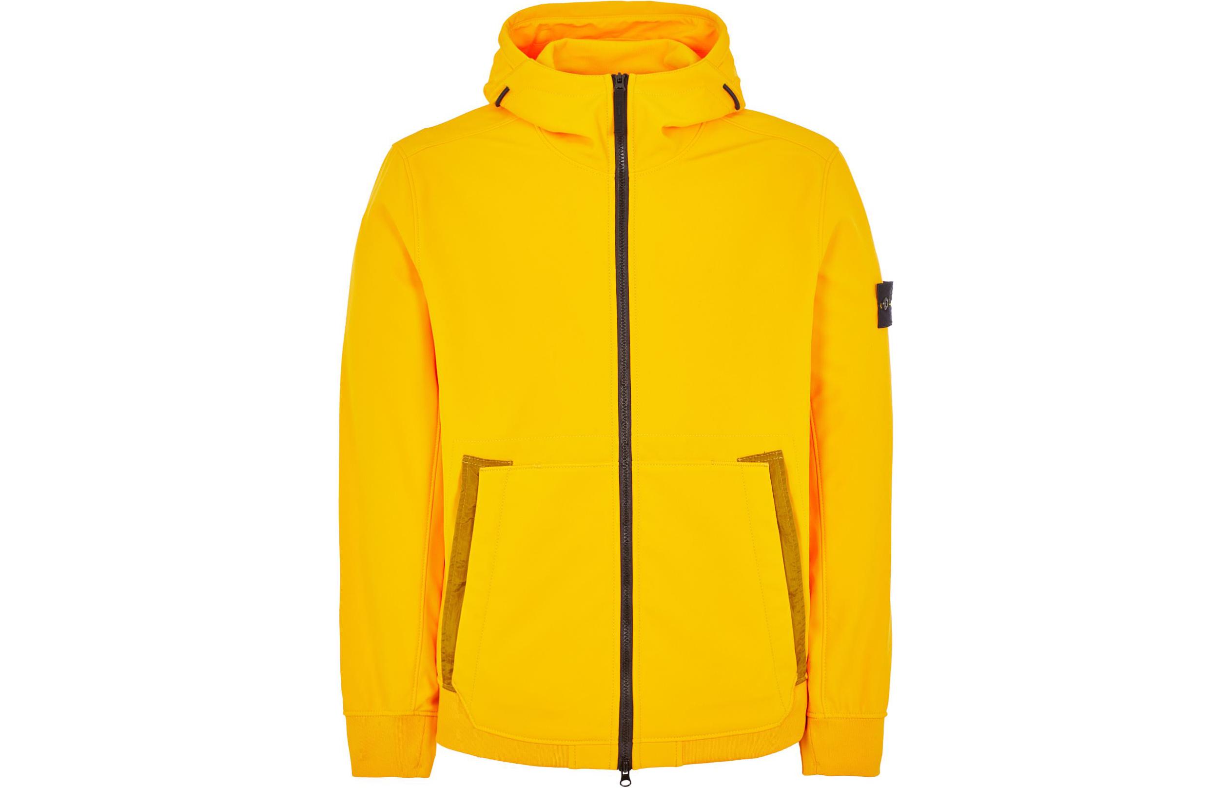 Stone Island FW22 Yellow Logo Patch Zip-Up Sweatshirt Jacket 7715Q0122-V0030