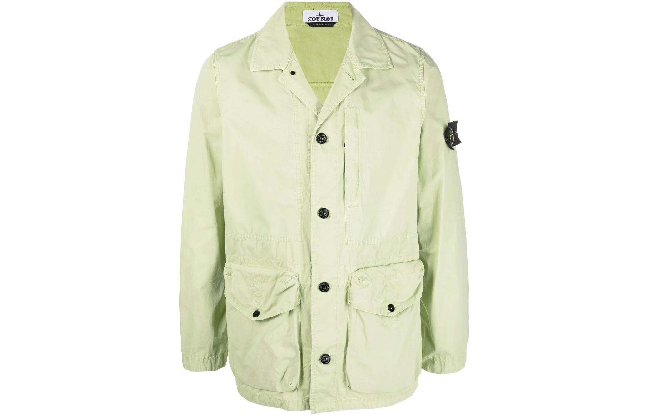 Stone Island FW22 Yellow Patch Badge Military Jacket Zip Long Sleeve 7615439WN-V0152