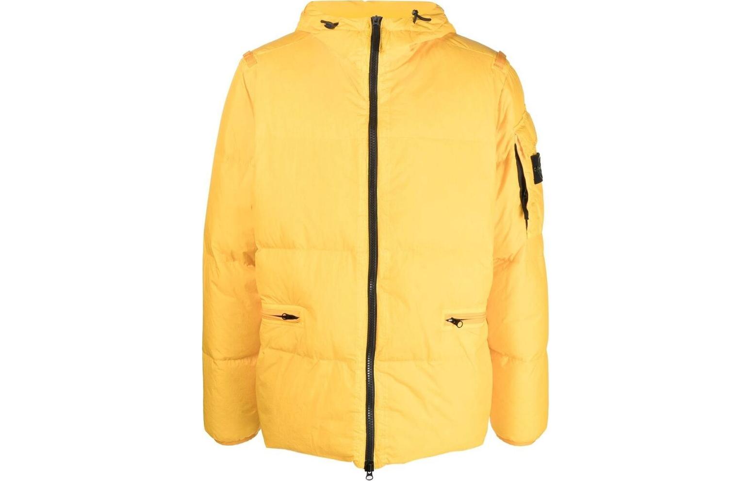 STONE ISLAND FW22 Yellow Puffer Jacket Unisex Casual Zip-Up Quilted Coat 771540223-V0030