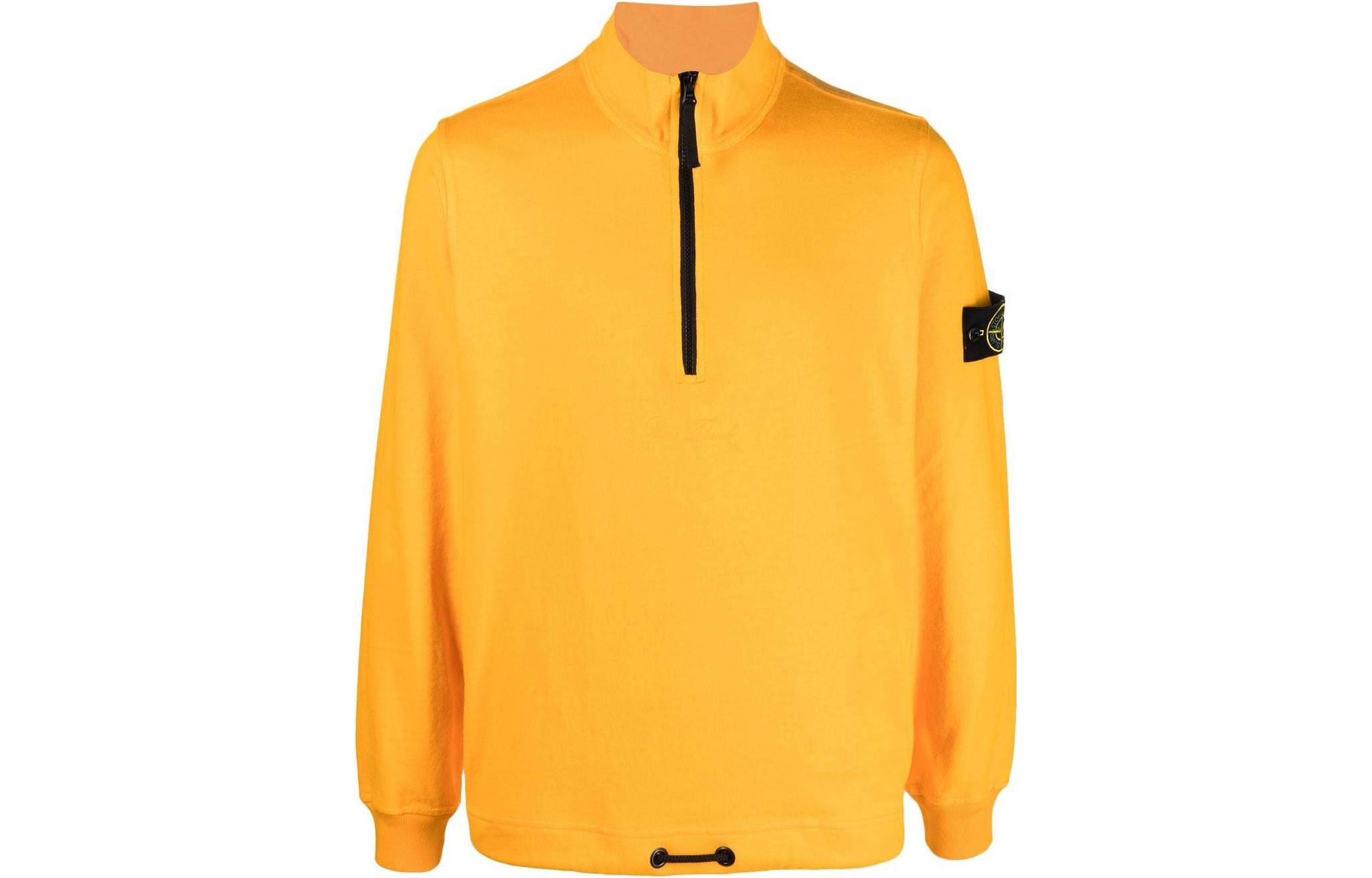Stone Island FW22 Yellow Zipped High-Neck Sweatshirt with Logo Patch for Men 7715627Q1-V0030