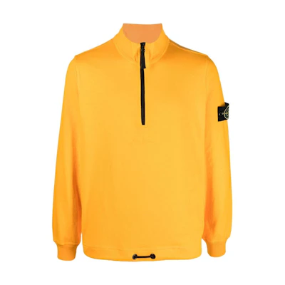 Stone Island FW22 Yellow Zipped High-Neck Sweatshirt with Logo Patch for Men 7715627Q1-V0030