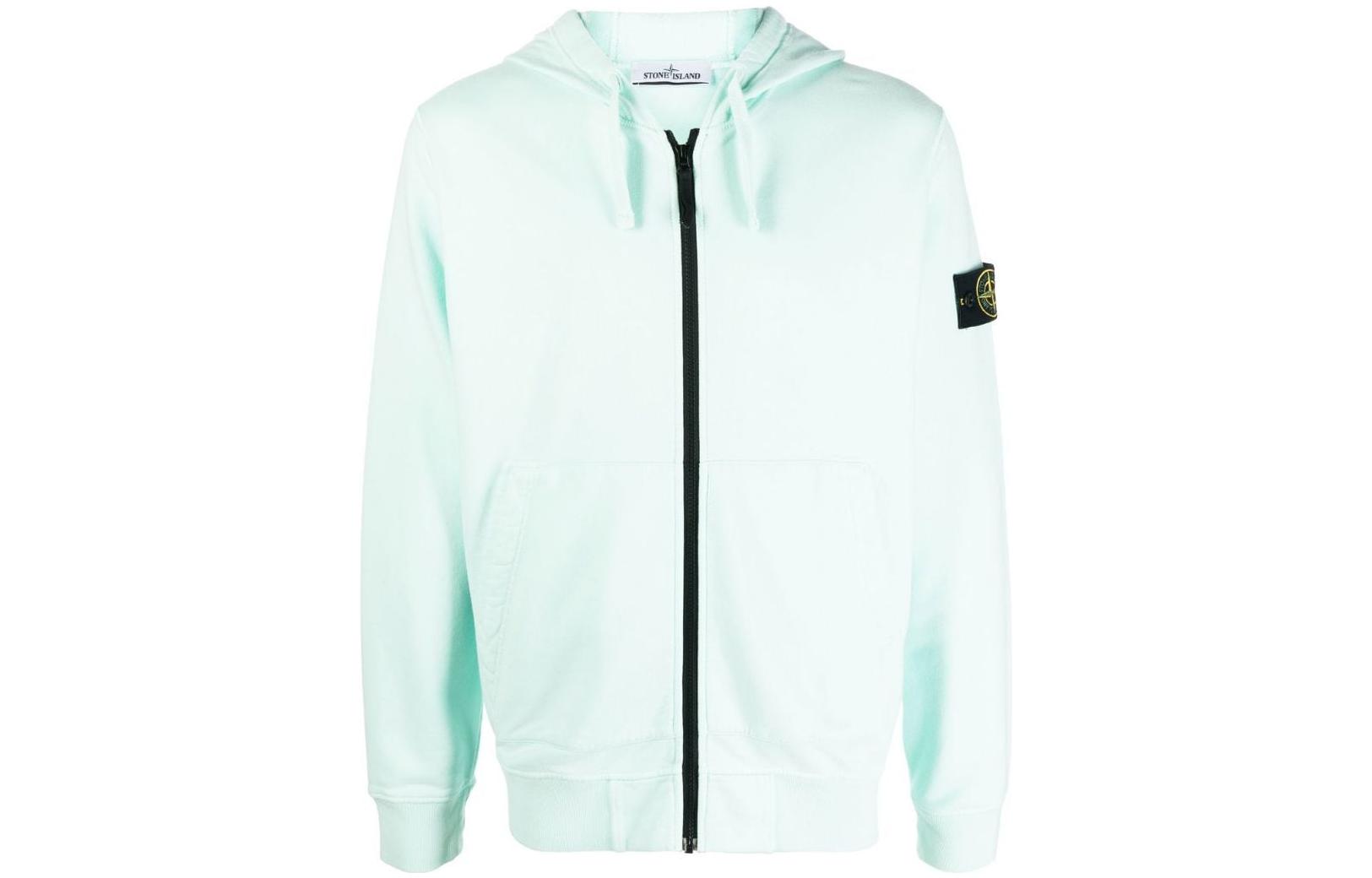Stone Island FW22 Zip Hoodie Jacket Men’s Green - Fleece Lined, Long Sleeve 771564220-V0044
