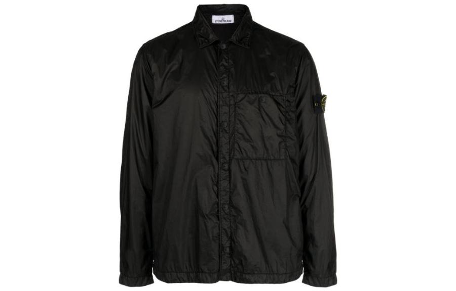 STONE ISLAND FW23  Black Solid Color Button-Up Collar Jacket 791510525-V0029