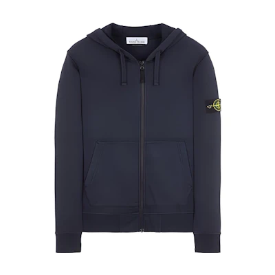 STONE ISLAND FW23 Blue Solid Color Zip-Up Hoodie Jacket 791564251-A0020