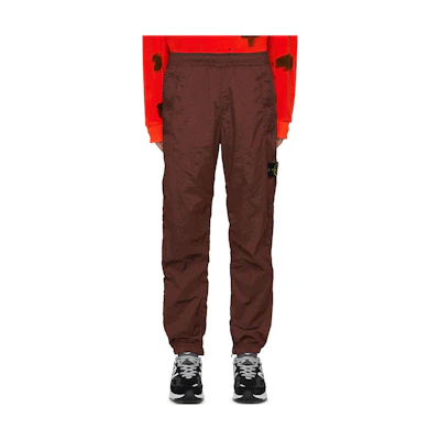 STONE ISLAND FW23 Brown-Red Logo Straight Nylon Zipper Casual Pants. 791531119-V0077