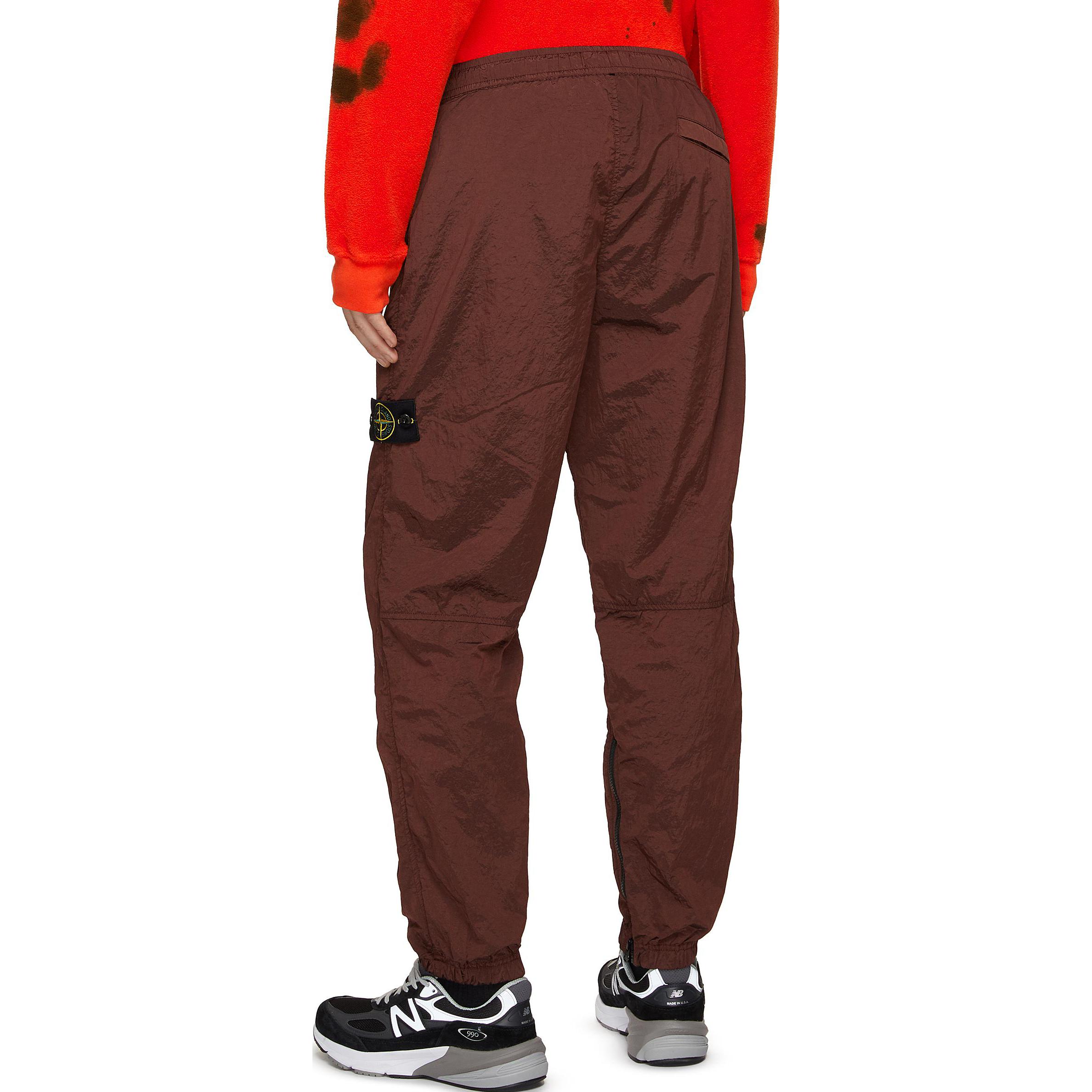 STONE ISLAND FW23  Brown-Red Logo Straight Nylon Zipper Casual Pants. 791531119-V0077 圖 4