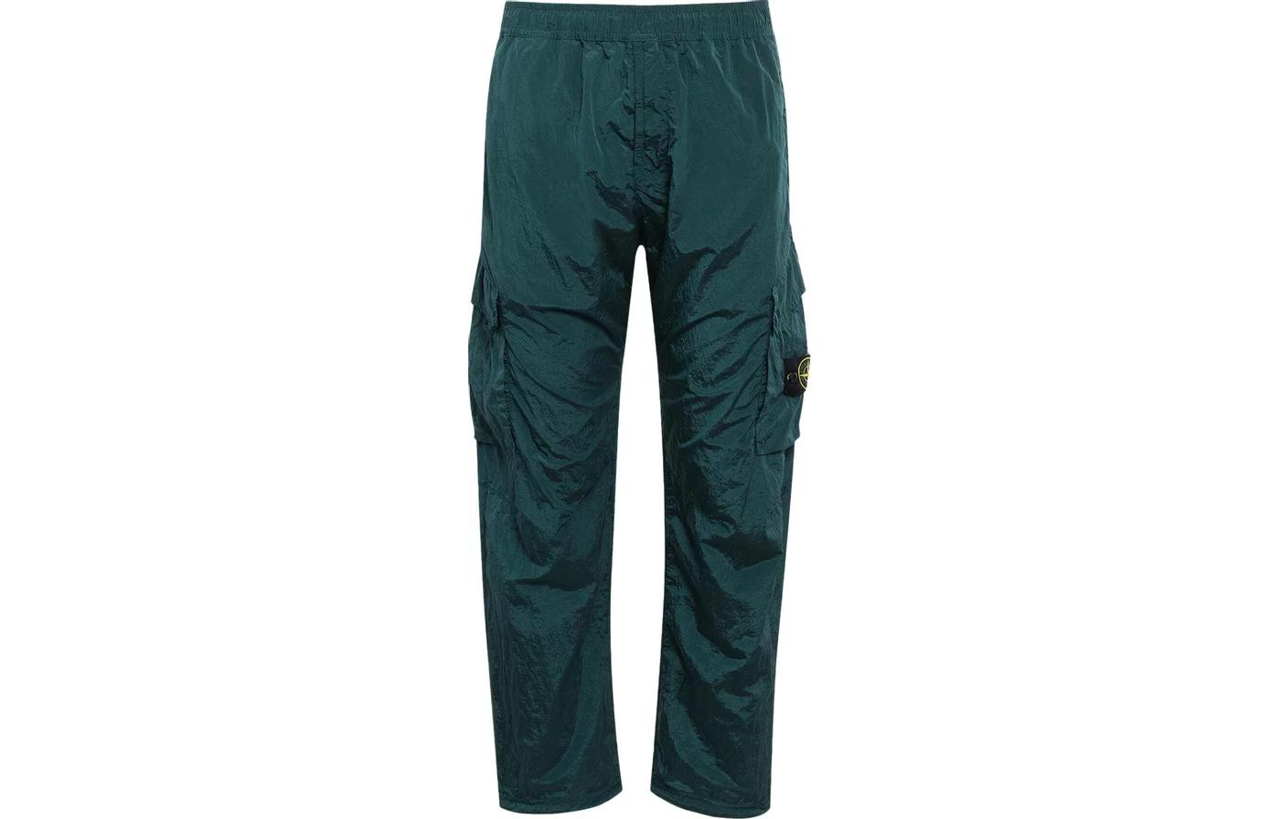 STONE ISLAND FW23  Green Elastic Waist Straight-Leg Casual Pants. 791531019-V0057