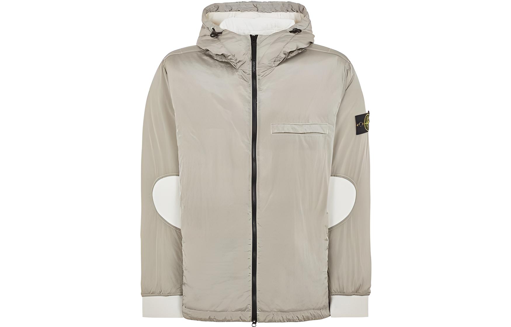 Stone Island FW23  Hooded Cotton Jacket with Dual Zippers - Light Gray. 791542819-V0097