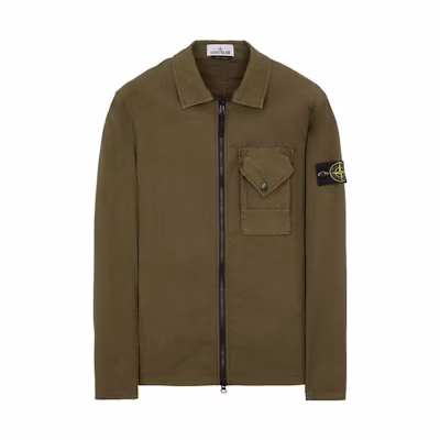 STONE ISLAND FW23 Olive Green Solid Color Zip-Up Jacket 791511010-V0058