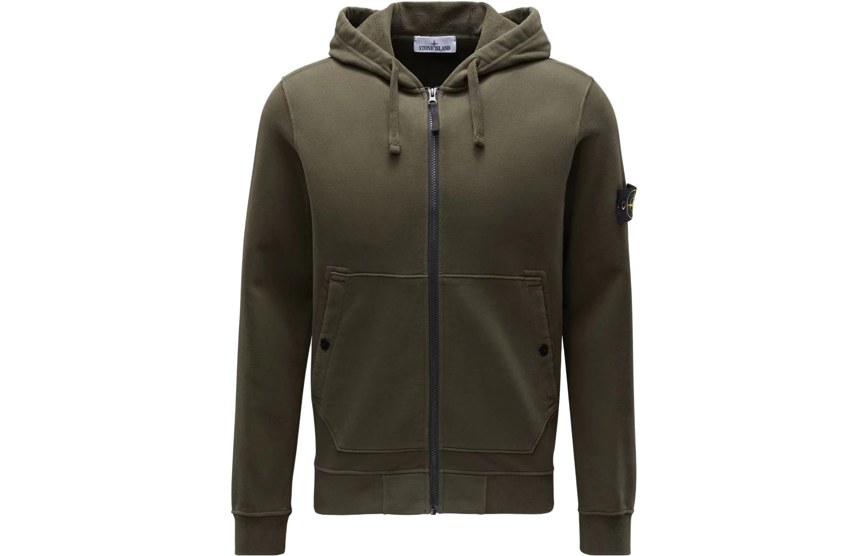 STONE ISLAND FW23  Slim Fit Green Zip-Up Hoodie 791561620-V0058