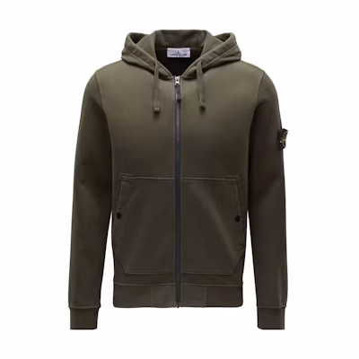 STONE ISLAND FW23 Slim Fit Green Zip-Up Hoodie 791561620-V0058