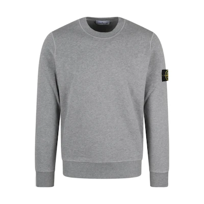 Stone Island FW23 Badge Crewneck Sweatshirt Grey Mens Long Sleeve 791563051A0M64